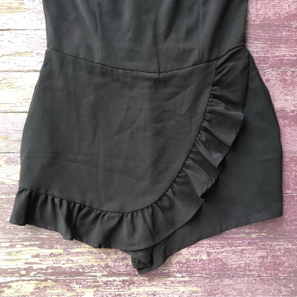 TCEC Strapless Short Romper Size L Black Front Ruffle - Picture 5 of 14